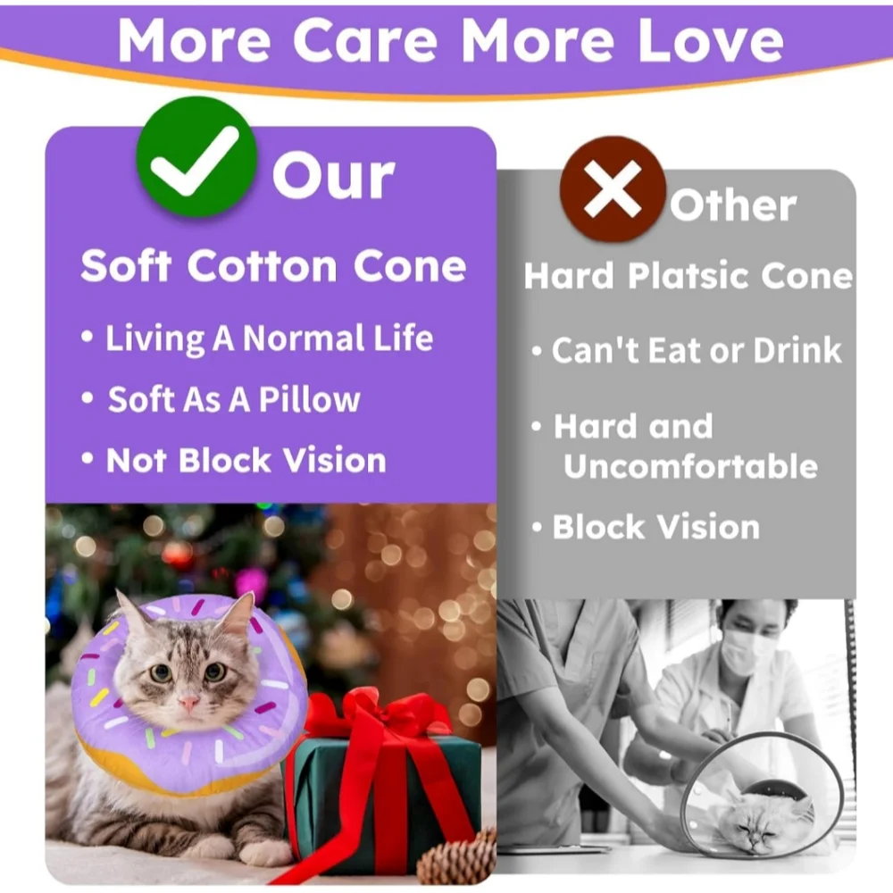 Cat Dog Cone Collar E Cone Surgery Recovery Donut Purple Size Small Kitten Puppy